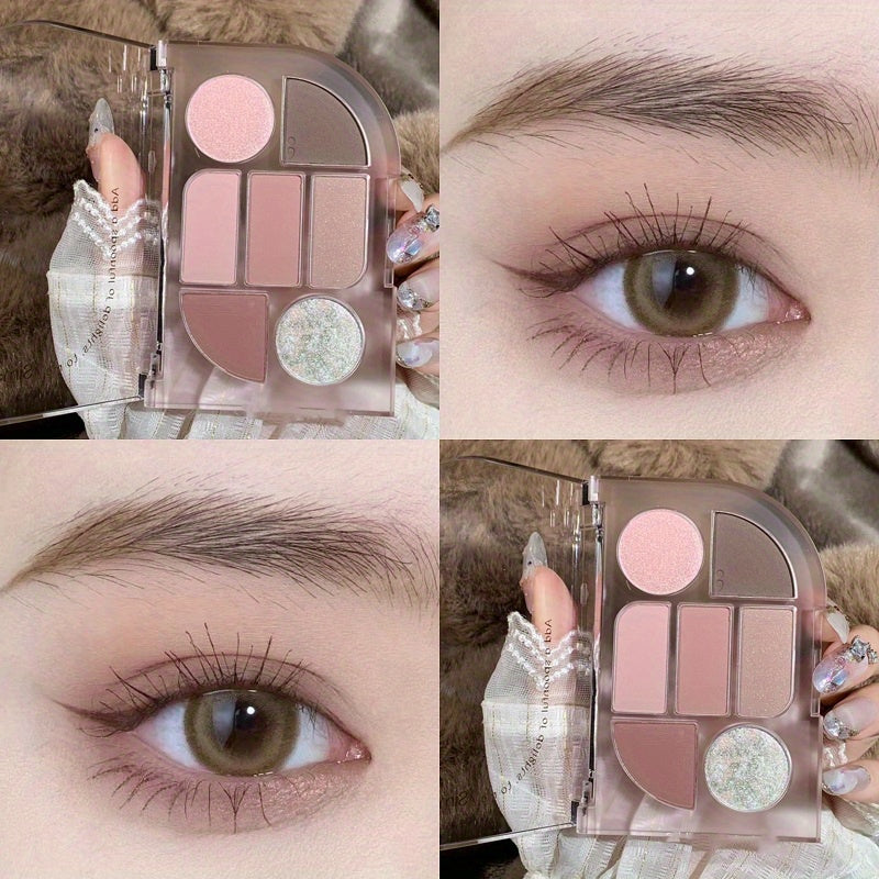 7 Colors Matte Pearly Finish Eyeshadow Palette Earth Tones Daily Makeup