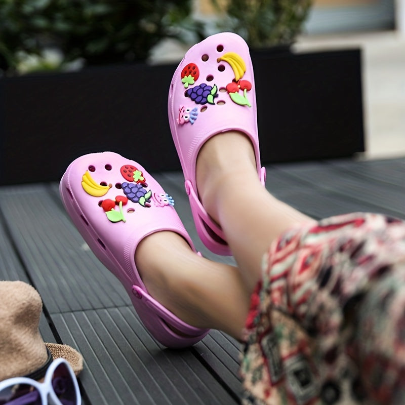 Women's Fruit Platform Clogs Chunky Heel Anti-skid Shoes