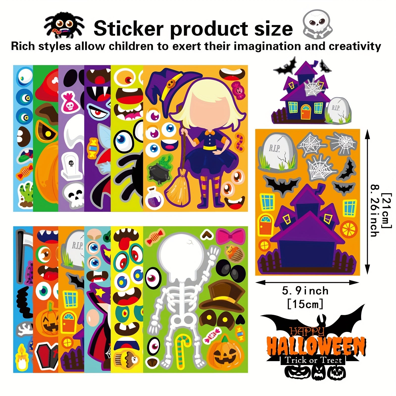 Make Your Own Halloween Characters Mix and Match Stickers