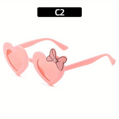 Girls Heart Shape Frame Bowknot Sunglasses for Party