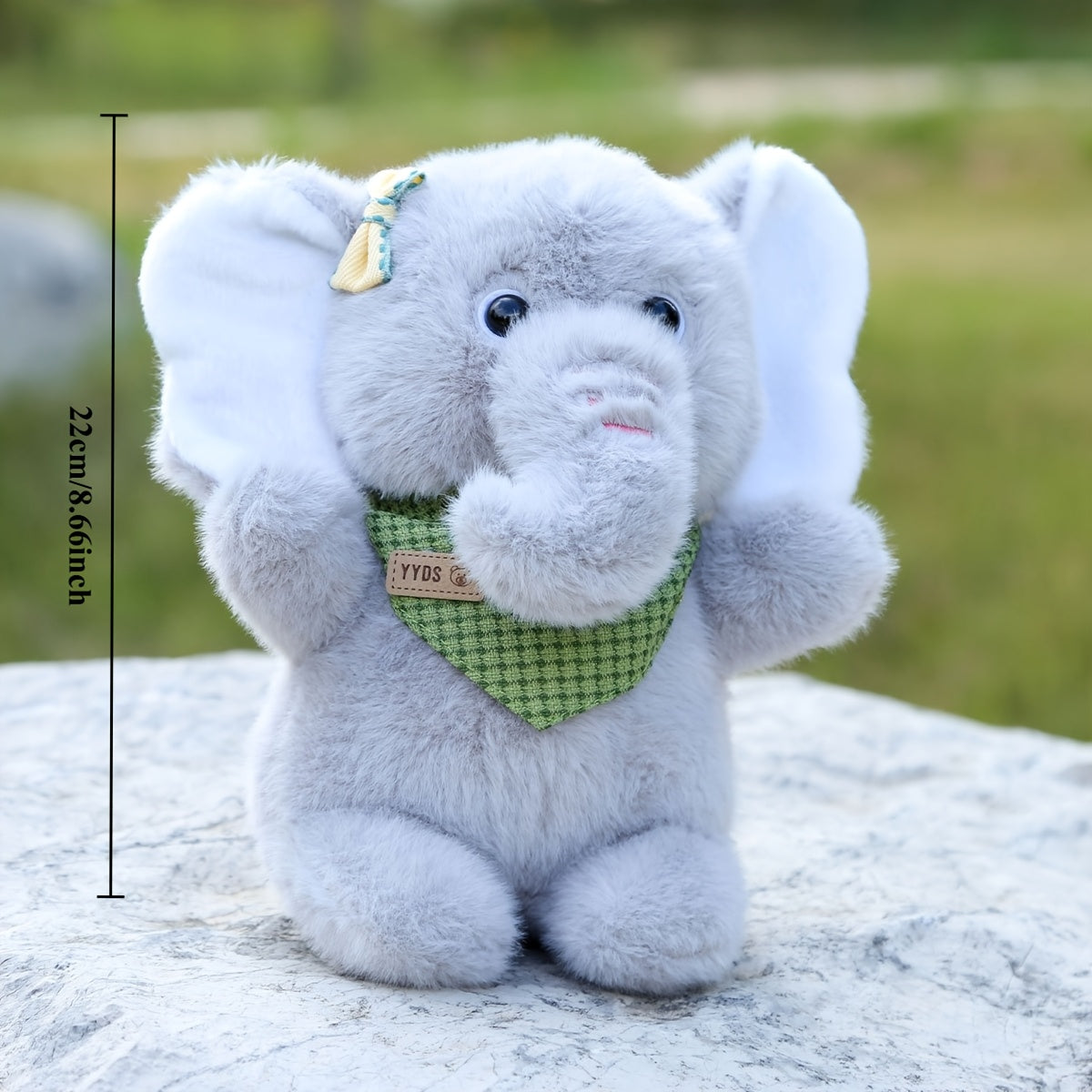 Grey & Pink Elephant Plush Toy Soft Stuffed Animal Large Expressive Eyes