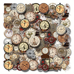 40 Retro Clock Stickers Washi Scrapbooking Decals Mixed Col