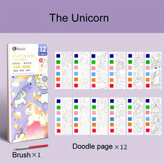 12pcs Watercolor Coloring Book with Paint Pens