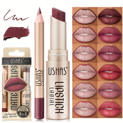 Matte Lipstick Lip Liner Set Nude Long Wear Waterproof Makeup