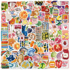 100pcs Mediterranean Cartoon Graffiti Stickers Vinyl Decals for Water Bottles