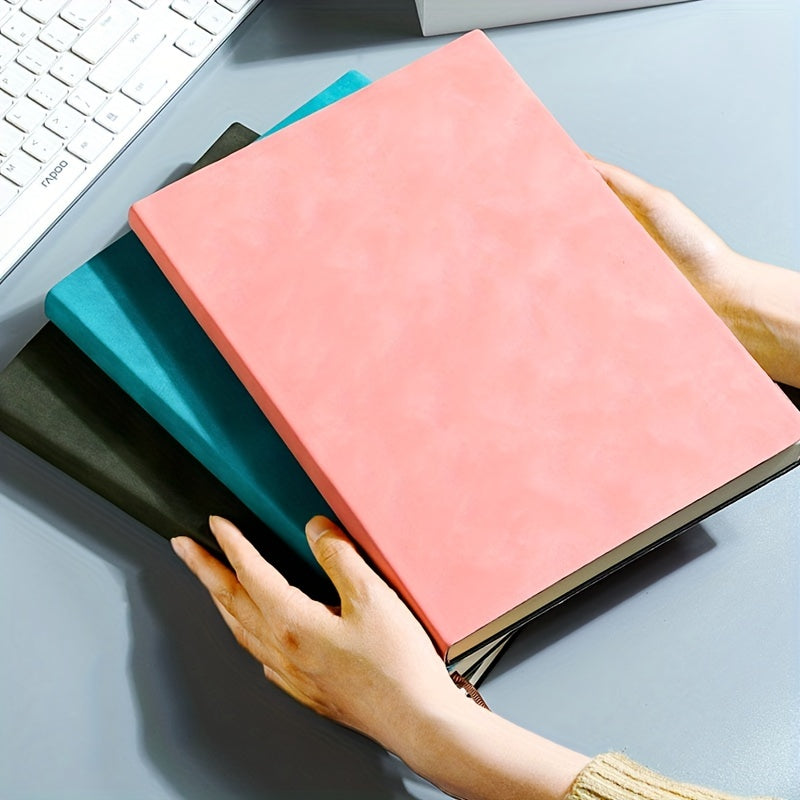 480 Page A4 Notebook, Soft Leather, Thick Horizontal Lines