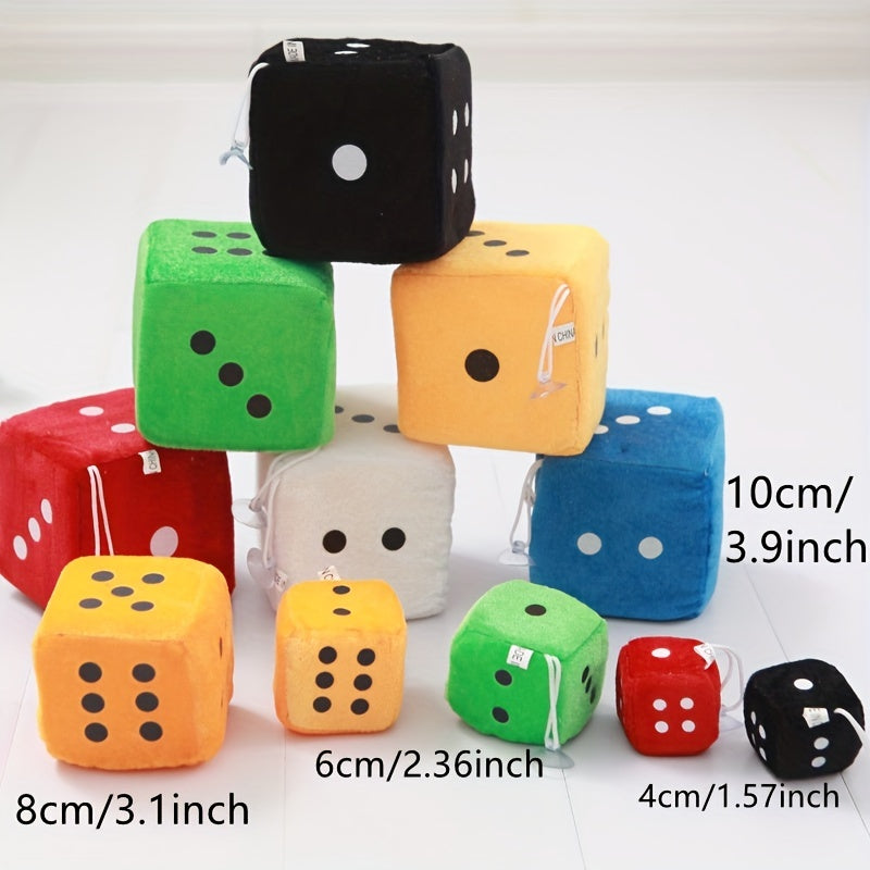 Plush Dice Car Hanger Stress Relief Squeeze Cube Fluffy Stuffed Car Decorat