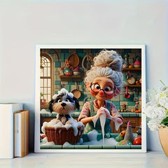 Cartoon Elderly Couple Puzzle 1000pcs Jigsaw Puzzle Adult Game Gift
