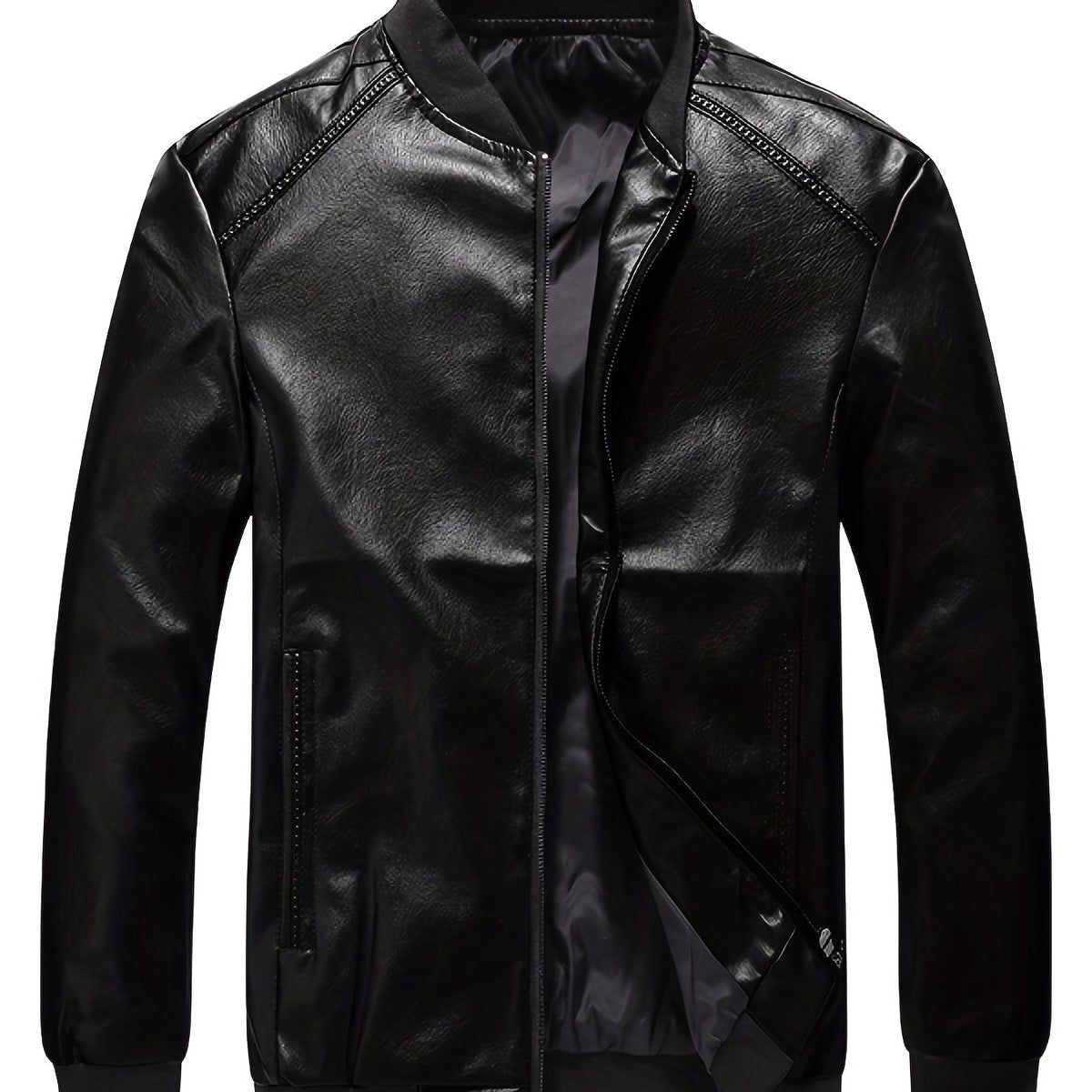 Men's Windproof PU Leather Jacket Outdoor Wear