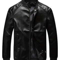 Men's Windproof PU Leather Jacket Outdoor Wear