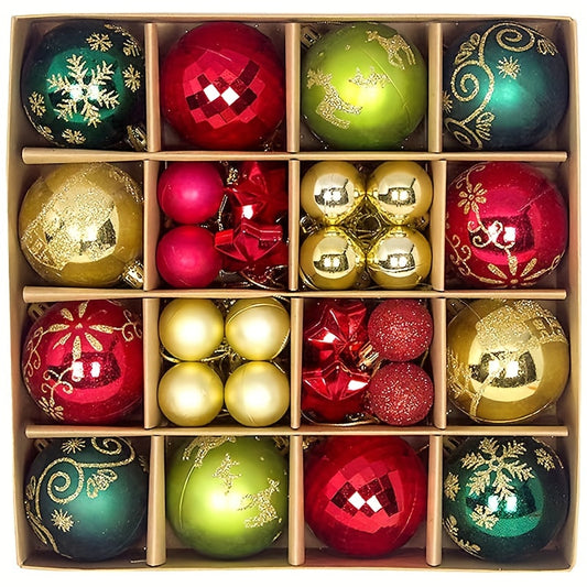 44pcs Shatterproof Christmas Ball Ornaments Set Wedding Party Tree Decor