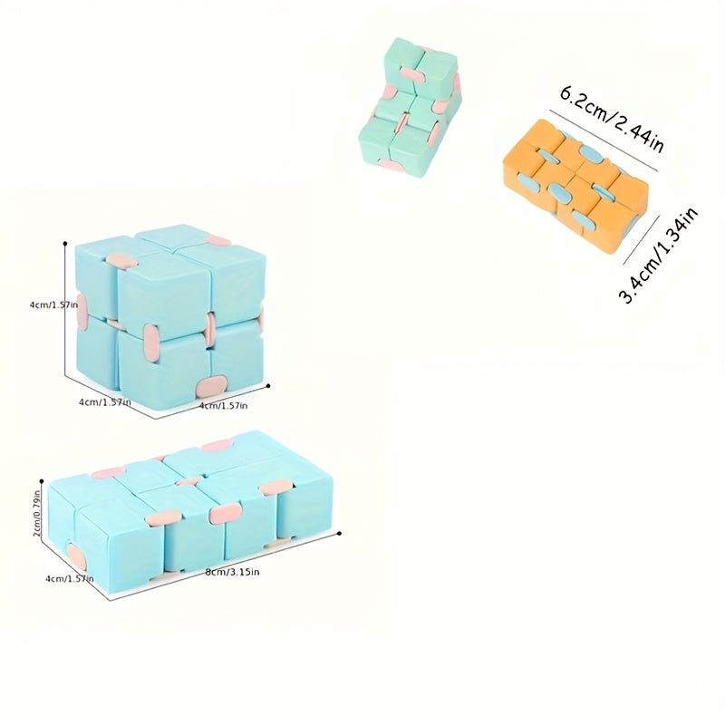 4pcs Infinite Flip Cube Puzzle Toy Stress Relief 3D Cube Pink