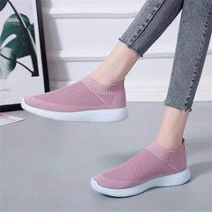 Women's Breathable Knit Sneakers Lightweight Slip On Shoes