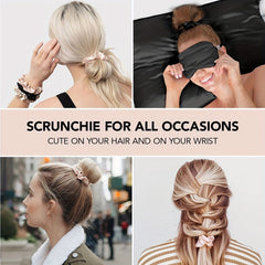 8pcs Large Satin Scrunchie Hair Tie Solid Silky Hair Rope Female Hair Accessorie