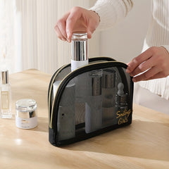 Breathable Mesh Clear Makeup Bag Nylon Makeup Pouch Portable Toiletry Bag