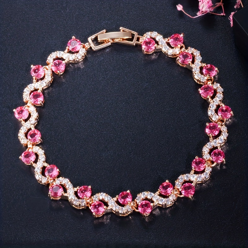 Colorful Zircon Chain Bracelet - Men's Gift for Women
