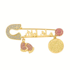Faux Diamond Inlaid English Alphabet Brooch