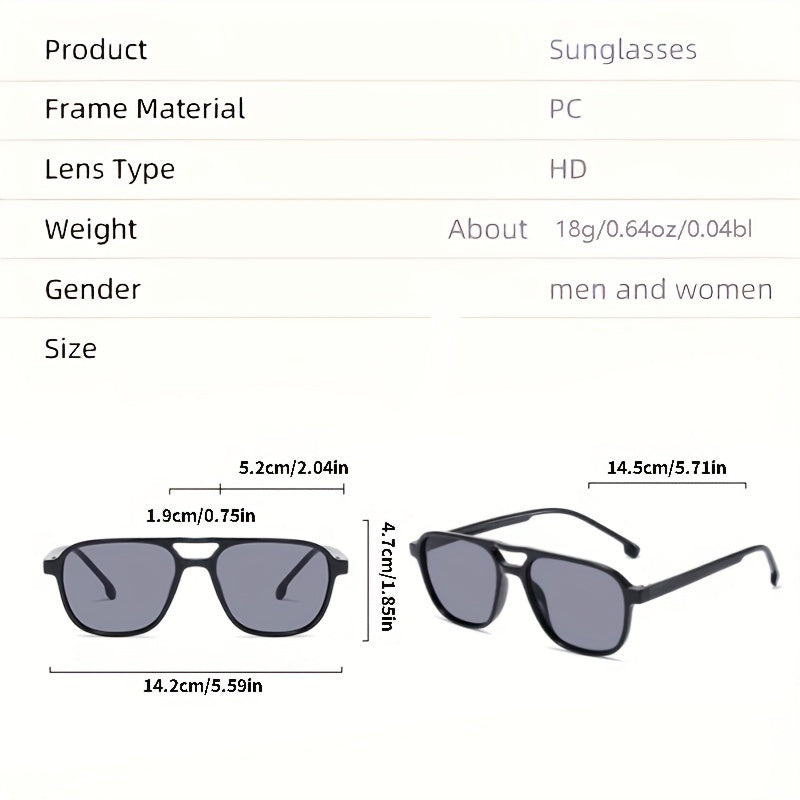 Men's Square Frame Polarized Sunglasses UV 400 Protection
