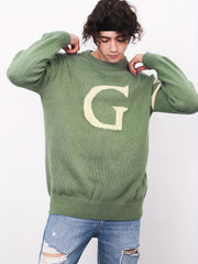 Men's ''G'' Pattern Sweater Warm Knit Pullover