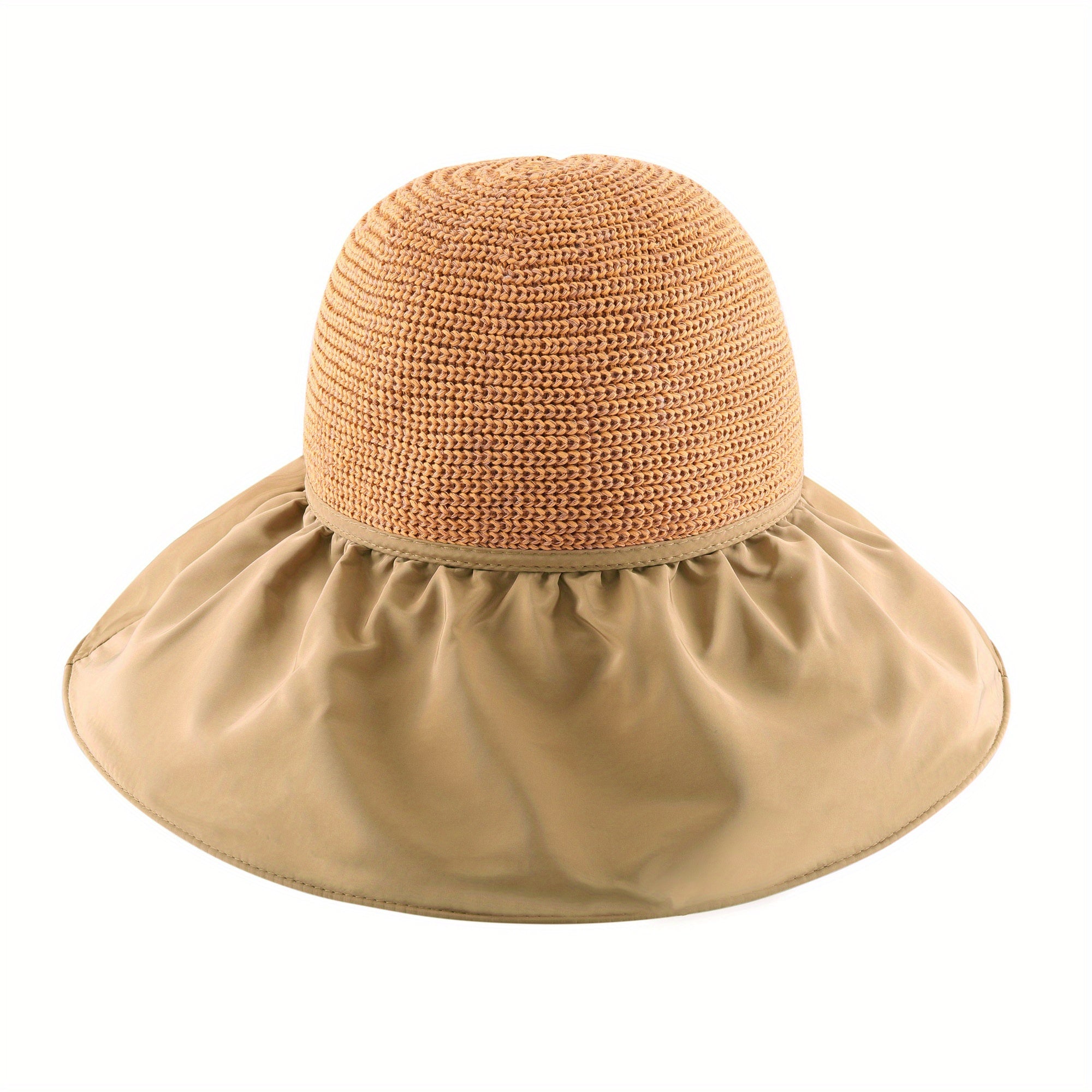 Large Brim Sun Hat Ruffles Solid Foldable Sunscreen Hats Women
