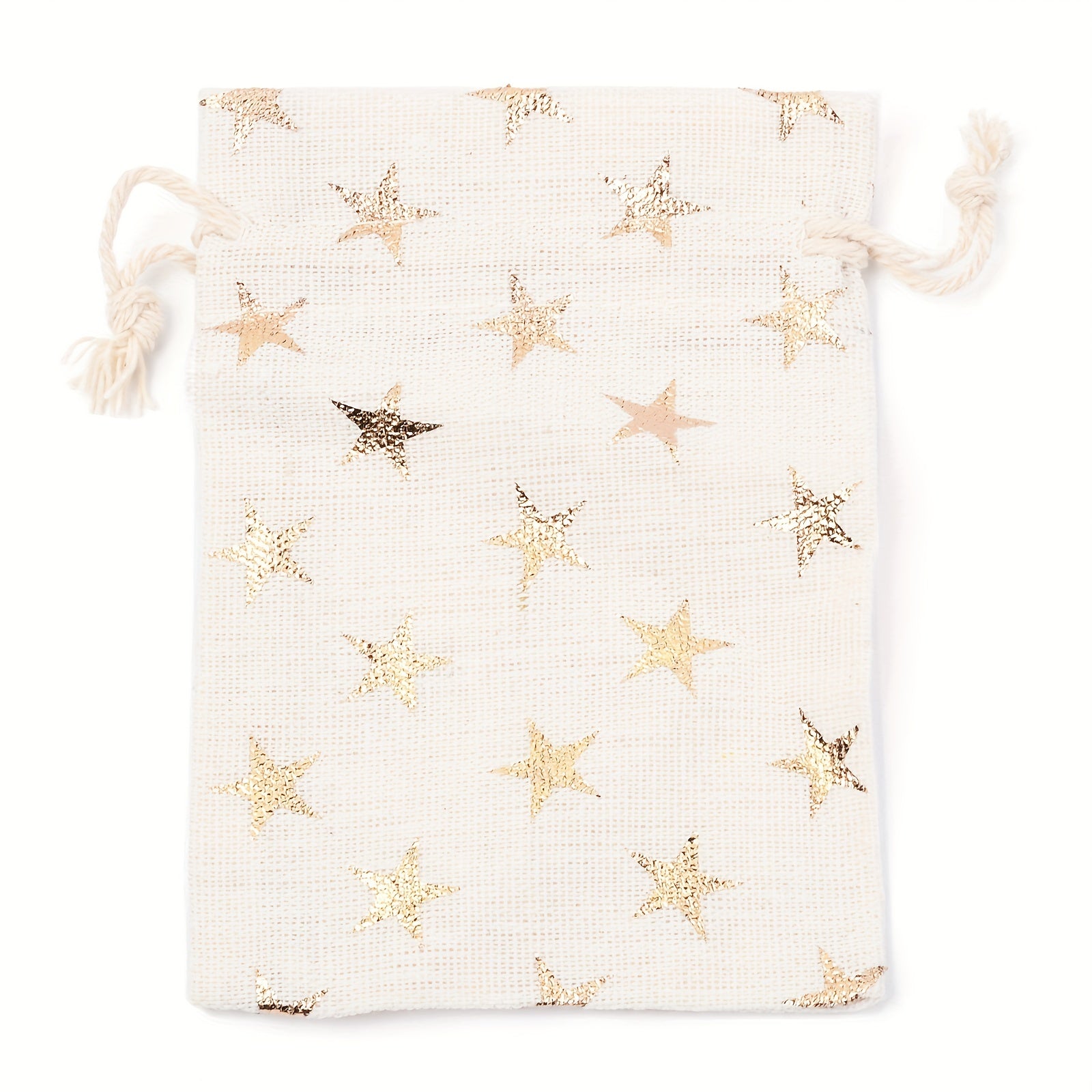 5pcs Christmas Theme Cotton Fabric Bag Drawstring Bags Star Pattern 14x10cm