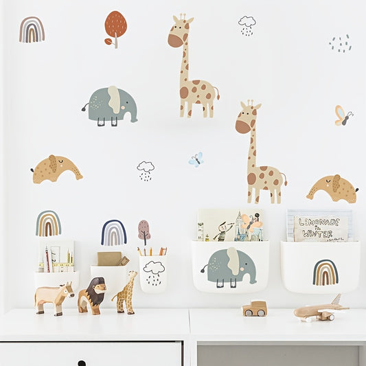 Cartoon Giraffe Elephant Children's Bedroom Wall Sticker