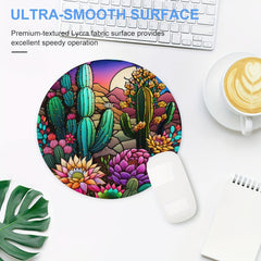 Cactus Stained Glass Round Mouse Mat Mouse Pad