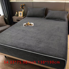 Winter Warm Coral Velvet Fitted Sheet Dark Grey