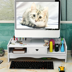 Desktop Monitor Stand with Drawer Storage Rack