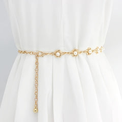 Faux Pearl Chain Decorative Dress Skirt Thin Belt