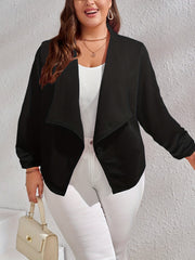  Solid Long Sleeve Open Front Blazer