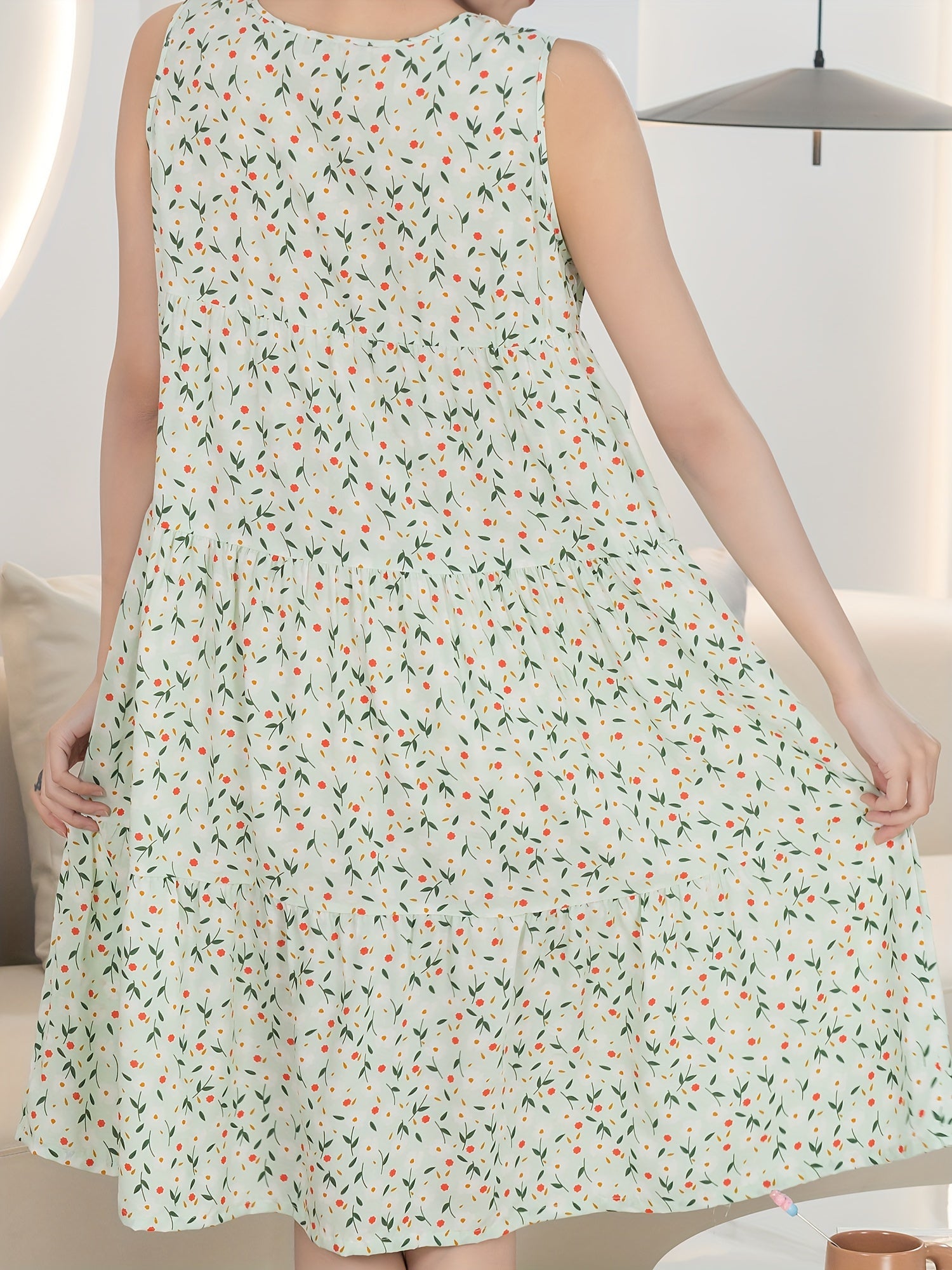 Floral Print NightDress Sleeveless Pajama Dress Women's Sleepwear