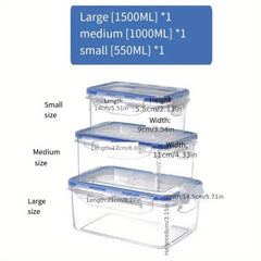 3pcs Airtight Food Containers Clear Storage Boxes Moisture Proof Sealed