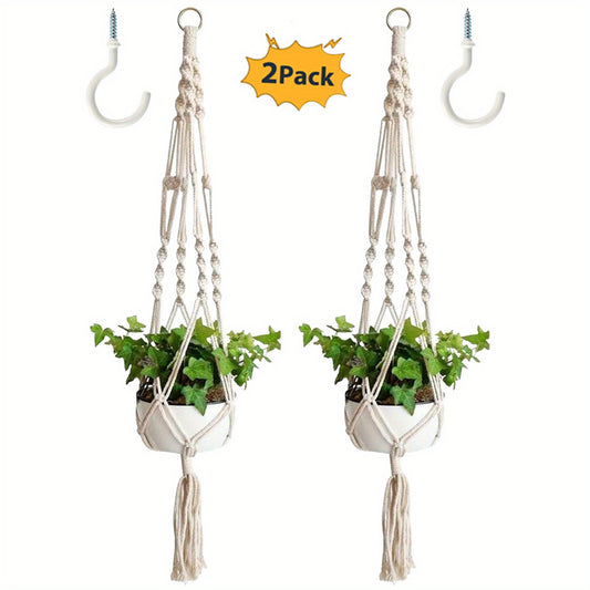 2 Pack Macrame Plant Hanger for Indoor & Outdoor - Hanging Planter