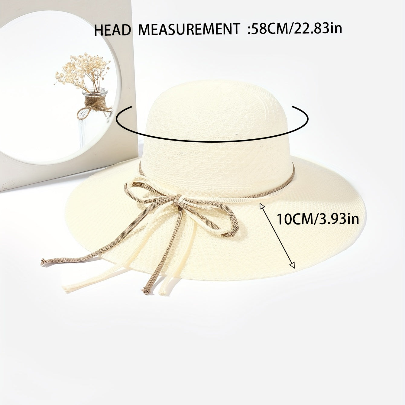 Crochet Sun Hat Hollow Out Basin Hat Rope Bowknot Travel Beach Hat