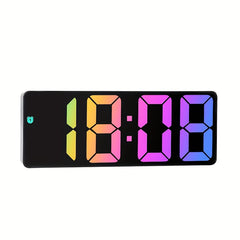 Colorful LED Digital Alarm Clock Mirror Display Snooze Temperature 12 24H USB
