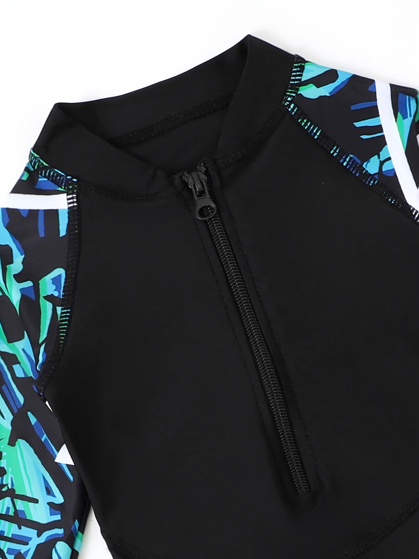 Geometric One-piece Swimsuit Boys Long Sleeve Surfing Suit Kids Swimwear