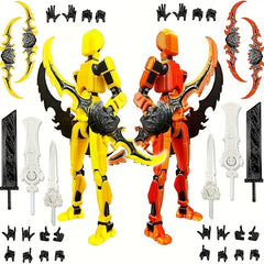 2 Pack T13 Action Figures 3D Printed Joint Robot w/ Weapons Desk Deco