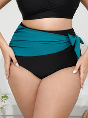 Colorblock Bow Knot High Waist Bikini Bottoms