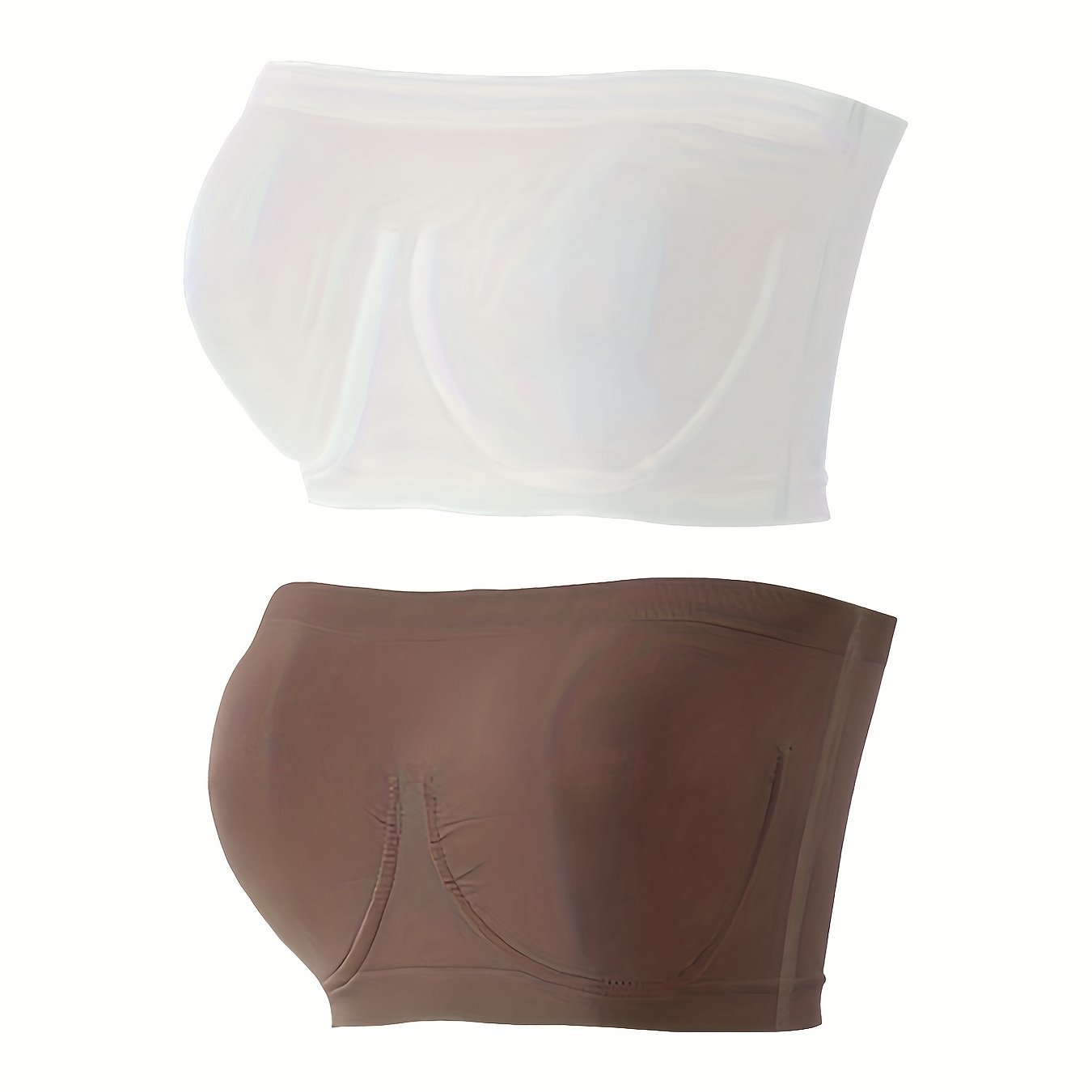 2pcs Seamless Strapless Bandeau Bras Soft Stretch Everyday Bra
