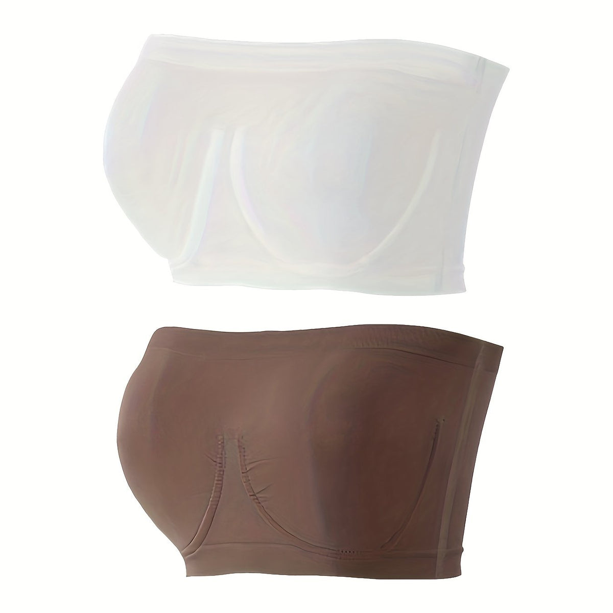 2pcs Seamless Strapless Bandeau Bras Soft Stretch Everyday Bra