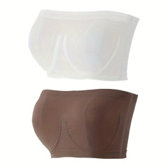 2pcs Seamless Strapless Bandeau Bras Soft Stretch Everyday Bra