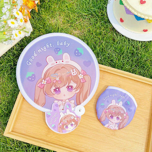 Mini Cartoon Pattern Folding Fan for Outdoor Activity