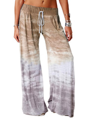  Ombre Print Drawstring Wide Leg Sweatpants