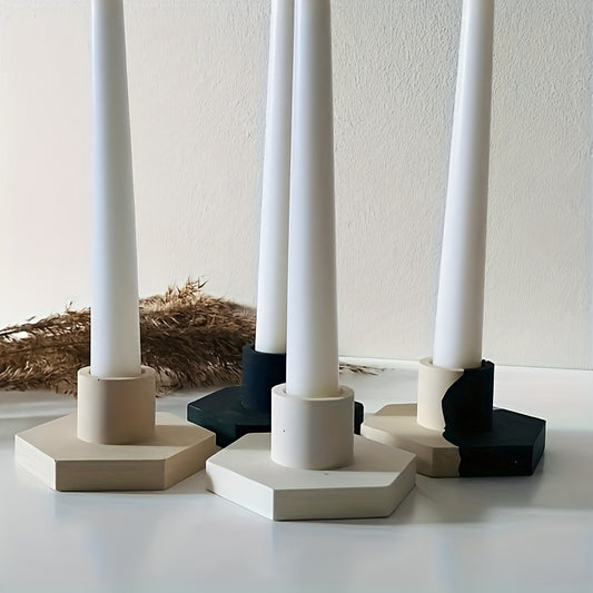 DIY Cement Hexagon Candle Holder Silicone Mold for Concrete Plaster Clay