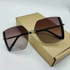 Metal Oversized Square Frame Sunglasses Classic Sunshade Eyewear