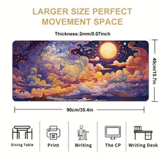 Sky Cloud Rectangular Mousepad Large Durable Stitched Edge Non-slip Rubber