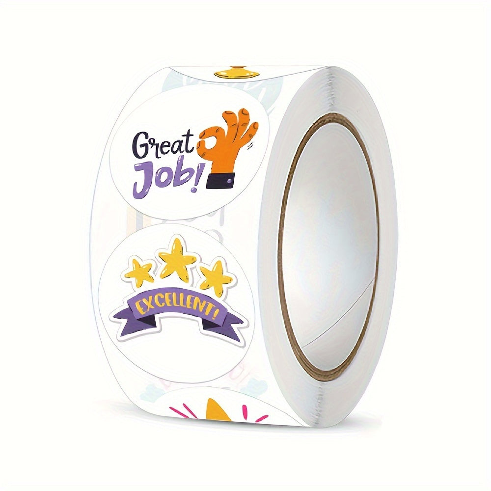 500pcs Motivational Reward Stickers Roll - Self Adhesive Labels