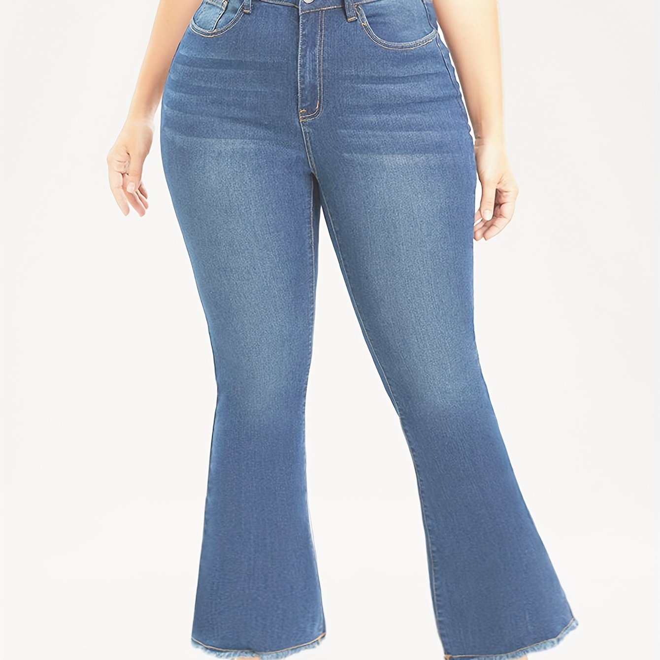 Plus Fringe Trim Flared Leg Jeans