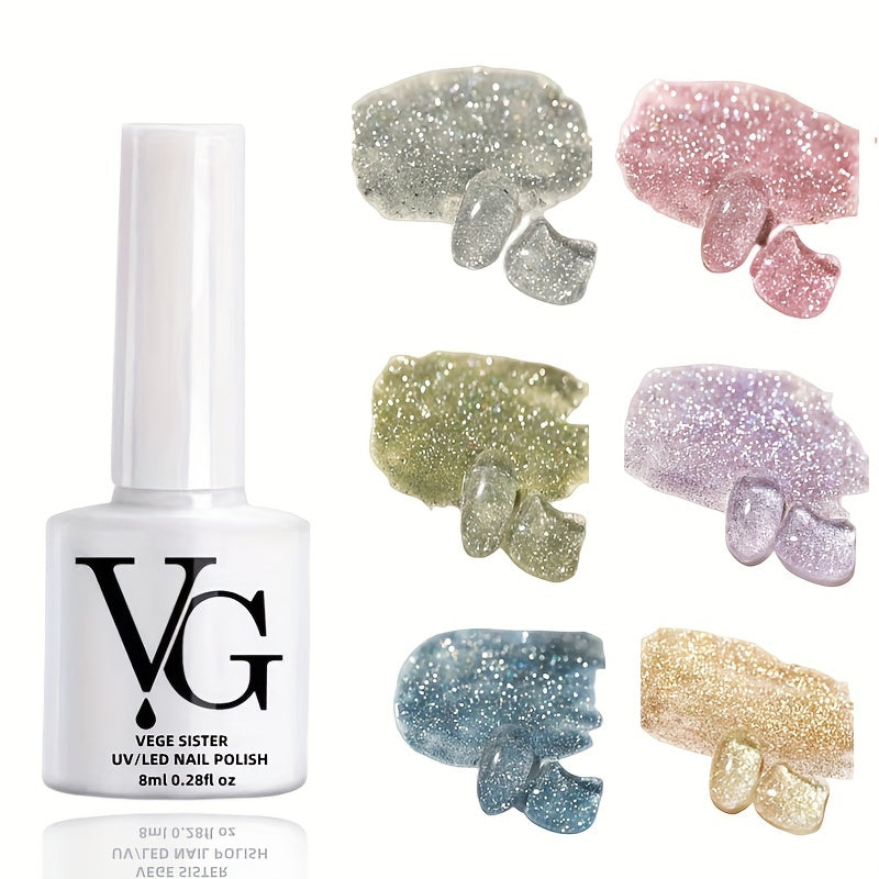 Reflective Glitter Gel Nail Polish with Cat Eye and Chameleon Effect